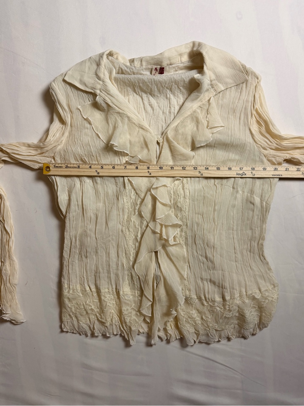 Seven7 Cream Ruffle-Front Blouse - Picture 3 of 9
